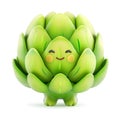 Charming artichoke character sitting with a shy smile