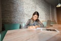 Charming Asian women writing pen in the contract Royalty Free Stock Photo