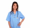 Charming asiatic nurse woman looking at you