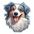 Charming Australian Shepherd Face Design: Bold, Colorful, And Lively Portraits