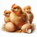 Charming Baby Chicks and Eggs, Isolate Image, Generative AI. Royalty Free Stock Photo
