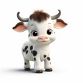 Charming Baby Cow Illustration In Disney Animation Style