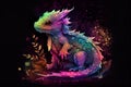 A charming baby dragon, generative ai illustration in watercolor style