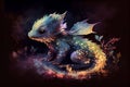 A charming baby dragon, generative ai illustration in watercolor style