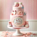 Charming Baby Shower Cake for Girl\'s Welcoming Party