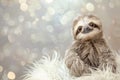 A charming baby sloth appears contemplative