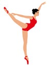 Charming ballerina in red leotard