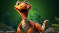 Charming Baryonyx: A Playful Dinosaur In Disney Pixar Style