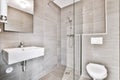 Charming bathroom design in gray tones