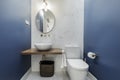 Charming bathroom with an oval mirror, a hemispherical porcelain
