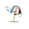 Charming beach umbrella cartoon character design wearing headphone