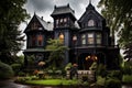Charming Beautiful victorian cute mansion. Generate Ai