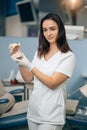 Charming beautiful woman dentist at work place Royalty Free Stock Photo