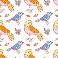 Charming birds adorn this seamless pattern in a playful sketch, bringing a whimsical touch to any design. Their