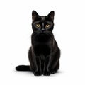 Charming Black Cat Illustration On White Background