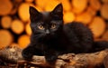 Charming Black Kitty with a Brown Backdrop Generative AI