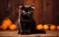 Charming Black Kitty with a Brown Backdrop Generative AI