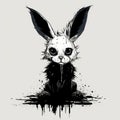 Charming Black And White Rabbit Art: Dystopian Cartoon With A Twist