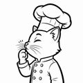 Delighted Cartoon Chef Cat Savoring Taste Royalty Free Stock Photo