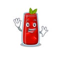 A charming bloody mary cocktail mascot design style smiling and waving hand