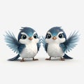 Charming Blue Bird Illustrations In Unreal Engine Style