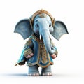 Charming Blue Elephant Costume: Asian-inspired 3d Render