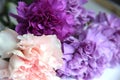 Charming bouquet of carnations in lilac tones