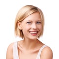 Charming the boys with a radiant smile. Studio shot of a gorgeous young blond woman. Royalty Free Stock Photo