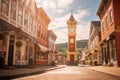 Charming Brick Main Street in Small Town