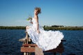 Charming bride relaxing on the sun