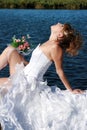 Charming bride relaxing on the sun