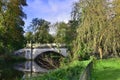 Charming Bridge Landscape in Historic Gardens of the Capital City of England