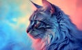 Charming British Longhair Cat against a bright pastel background. Generative AI.