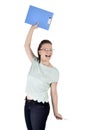 Charming businesswoman holding a folder