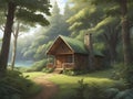 A Charming Cabin Amidst Verdant Woodlands