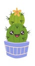 Charming cactus pot kawaii mascot Royalty Free Stock Photo