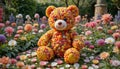 Sweet Topiary Gumdrop Teddy Bear Sculpture Surrounded by Candy Flowers and Mints Royalty Free Stock Photo