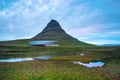 Charming captivating landscape with a volcano mountain Kirkjufell Church Mountain on SnÃÂ¦fellsnes Peninsula near town of