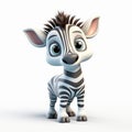 Charming Cartoon Baby Zebra With Unique Hairstyle