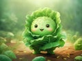 charming cartoon character of baby cabbage