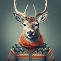 Charming Cartoon Deer Wearing Sweaters - Uhd Image