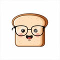 Cute Cartoon Bread Slice Wearing Glasses generated ai Royalty Free Stock Photo
