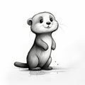 Charming Cartoon Otter Artwork With Detailed Sketching