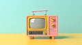 A charming cartoon retro TV in a minimalistic style. captures the essence of the Analog to Digital T.V. Day concept