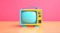 A charming cartoon retro TV in a minimalistic style. captures the essence of the Analog to Digital T.V. Day concept