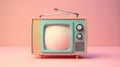 A charming cartoon retro TV in a minimalistic style. captures the essence of the Analog to Digital T.V. Day concept