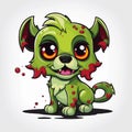 Charming Cartoon Vector Adorable Zombie Monster Dog