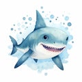 Charming Cartoon Watercolor Shark Illustration With Explosive Wildlife