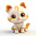 Charming Cartoon White Cat In Disney Animation Style