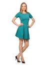 The charming caucasian woman wearing green dress Royalty Free Stock Photo